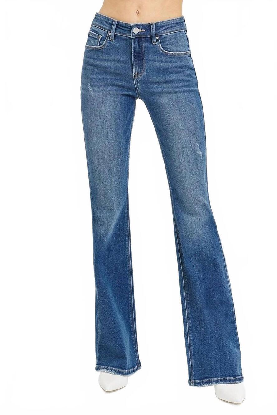 NEW RISEN mid-rise flare leg basic jeans in medium